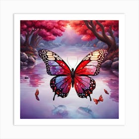 Butterfly In The Water Art Print