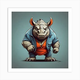 Cartoon Rhino paint art Art Print