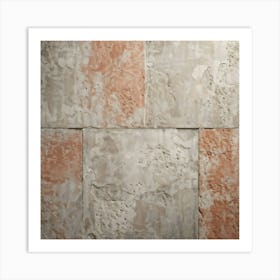 Aged Concrete Texture Embracing Retro Brickwork Pattern Varying Shades Of Faded Terracotta And Weat Art Print