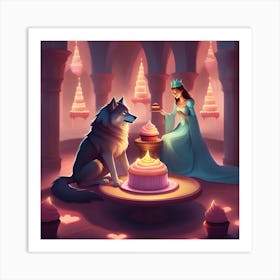 Princess And Wolf Art Print