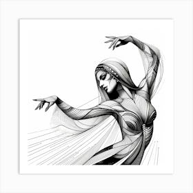 Belly Dancer - Abstract Line Art Illustration 228 Art Print