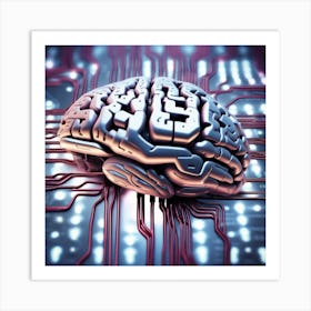 Brain On Circuit Board 8 Art Print