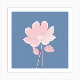 A White And Pink Flower In Minimalist Style Square Composition 628 Art Print