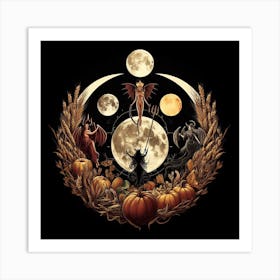 Witches And Pumpkins 1 Art Print