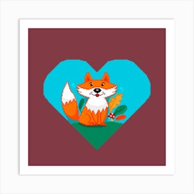 Fox In A Heart Art Print