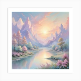 Sunset In The Mountains 52 Art Print