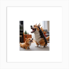 Corgi And Its Doll 5 Art Print