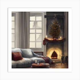 Christmas Living Room Art Print