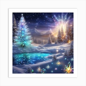 Christmas Tree In The Snow 2 Art Print