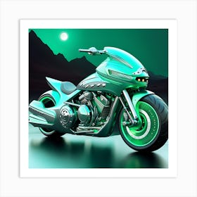 Green Motorcycle 1 Art Print
