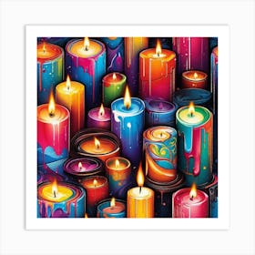 Many Colorful Candles Art Print