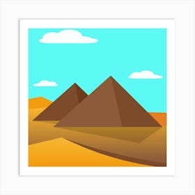 Pyramids Egypt Desert Nature Giza Pyramid Sand Ancient History Egyptian Sky Archeology Landscape Art Print