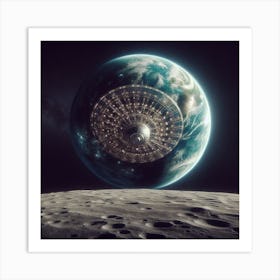Spaceship On The Moon Art Print