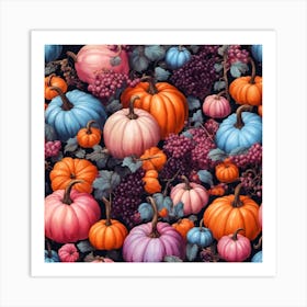 Pumpkins And Berries Art Print