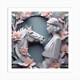 Woman And A Horse Art Print