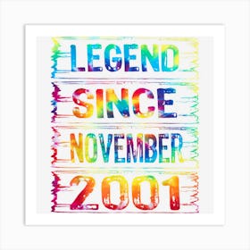 November 21 Years Old Since 2001 21st Birthday Gift Tie Dye Art Print