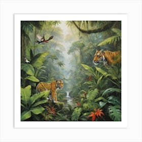 Tiger In The Jungle Art Print Paintings Art Print