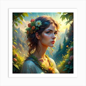 Girl In The Forest Art Print