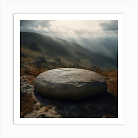 Rock On Top Of Mountain Art Print