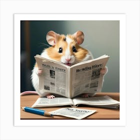 Hamster Reading Newspaper 4 Art Print