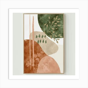 Boho Abstract Wall Art Print Beige Green 6 Art Print