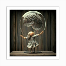 Girl With A Brain Art Print