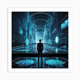 Futuristic Man In Futuristic City Art Print