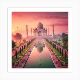 Sunrise At Taj Mahal Art Print