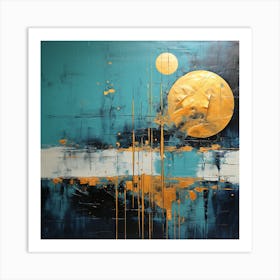 Moon In Blue And Gold 2 Art Print