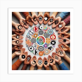 Many Hands In The Circle 1 Art Print