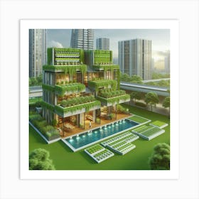 Green House In The City Art Print