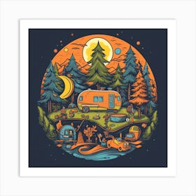 Campers In The Woods Art Print