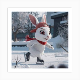 A Medium Shot Of A White Rabbit With Red Oqyvurtgtoc94sz6e60mzq Dqk8w Diskw3pabn7wnyxa Art Print