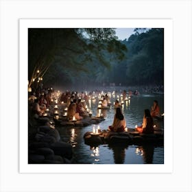 A Spiritual Light Festival Imbued With The Essence Of Faith Glow Of Sacred Lanterns Adorning An Anc 1 Art Print