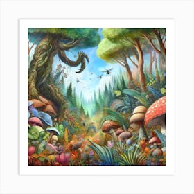 Forest Of Mushrooms Art Print