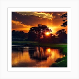 Sunset At The Golf Course 1 Art Print