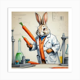 Rabbit Holding Carrots 1 Art Print