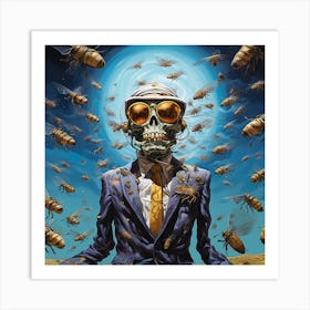 Bees and Skull Art Print