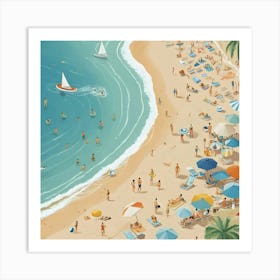 Illustration Of A Beach Scene 7 Art Print