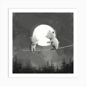 Bears On A Wire Art Print