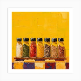 Spices On A Shelf Yellow 2 Art Print