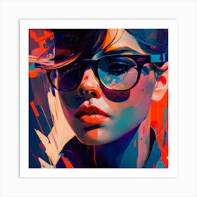 Beauty In Oversized Sunglasses Graffiti Style Print Art Print