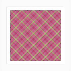 Pink Plaid Fabric Art Print