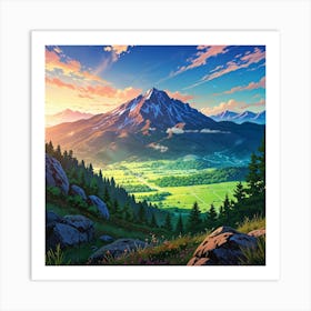 Sunset In The Mountains 8 Art Print