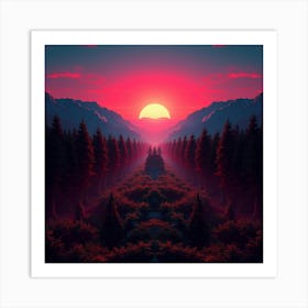 Sunset In The Forest 9 Art Print