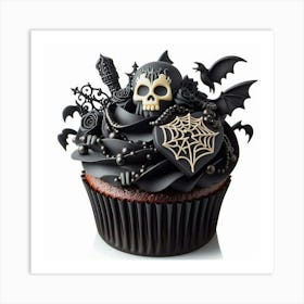 Cupcake With Bats And Skulls Art Print