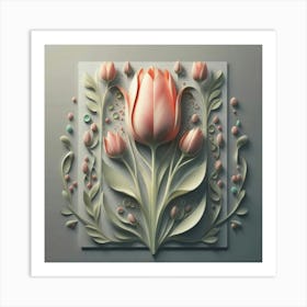 Decorated paper and tulip flower 11 Art Print