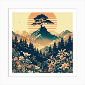 One Tree On The Top Of The Mountain Towering 11 Art Print