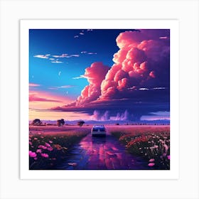 Sunset In A Field Art Print