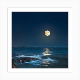 Full Moon Over The Ocean 12 Art Print